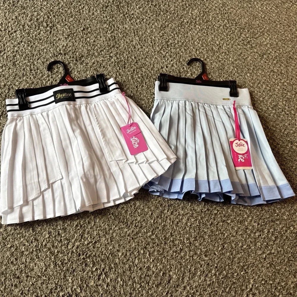 2 Justice Skort Skirt Girls Medium 10 Pleated Built In Shorts Tech Pocket